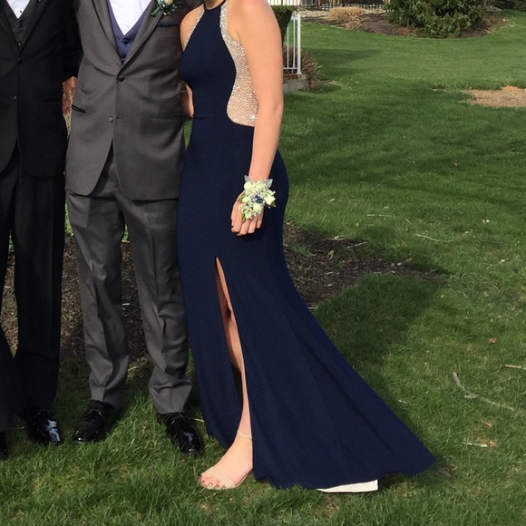 size 8 navy blue prom dress - Picture 4 of 4